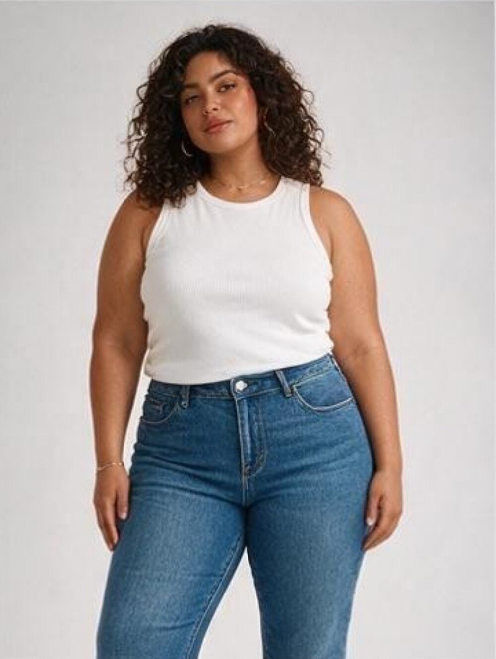 Sonoma White Ribbed Crew Tank for Women